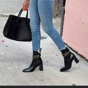 🖤🔥ZARA PEARL BLOCK HEEL ANKLE BOOTS🖤🔥